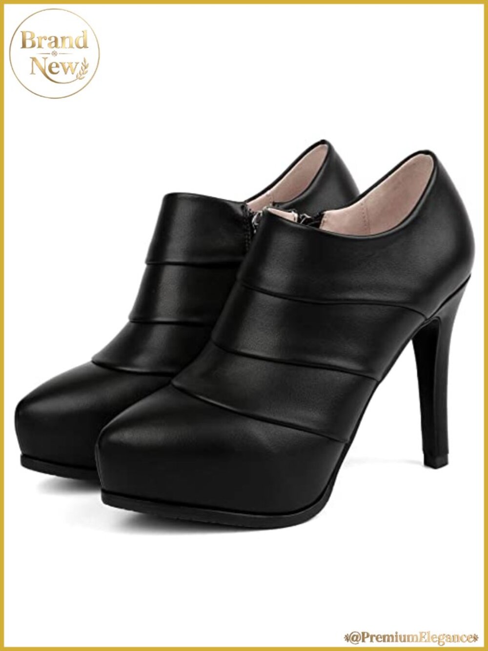 Women's Stiletto Heel Platform Ankle Booties Side Zip PU
